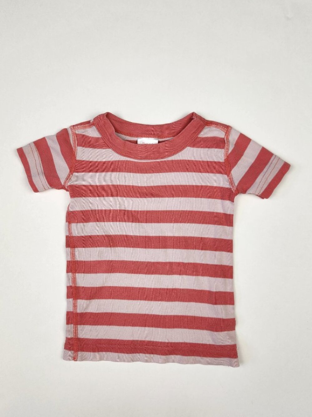 Hanna Andersson Organic Cotton Pink Stripe Short Sleeve Pajama PJ Shirt 3T 90 cm